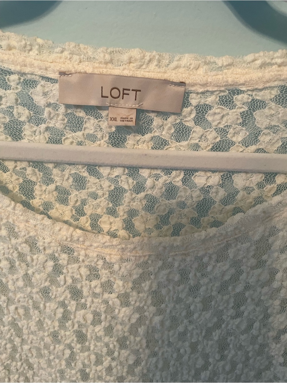 LOFT Cream Open-Weave Scoop Neck Sweater